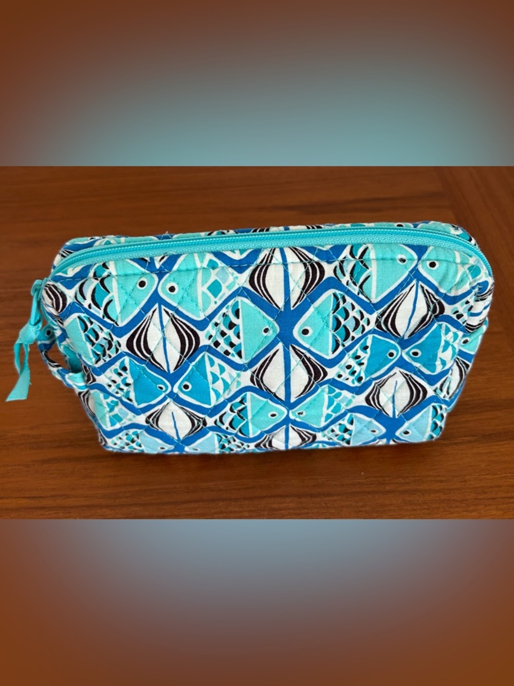 Vera Bradley Medium Cosmetic Bag in Go Fish Teal (2018)
